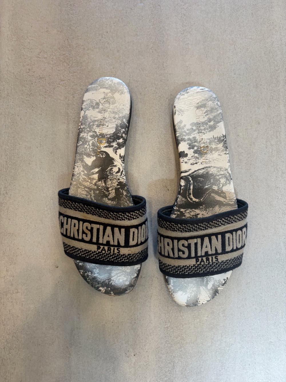 Black & Cream Logo Slide Sandals